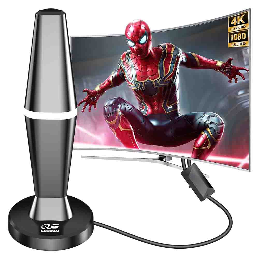 آنتن رومیزی تلویزیون دیجیتال HD با تقویت‌کننده سیگنال برند QGClearSO مدل DE-V15612