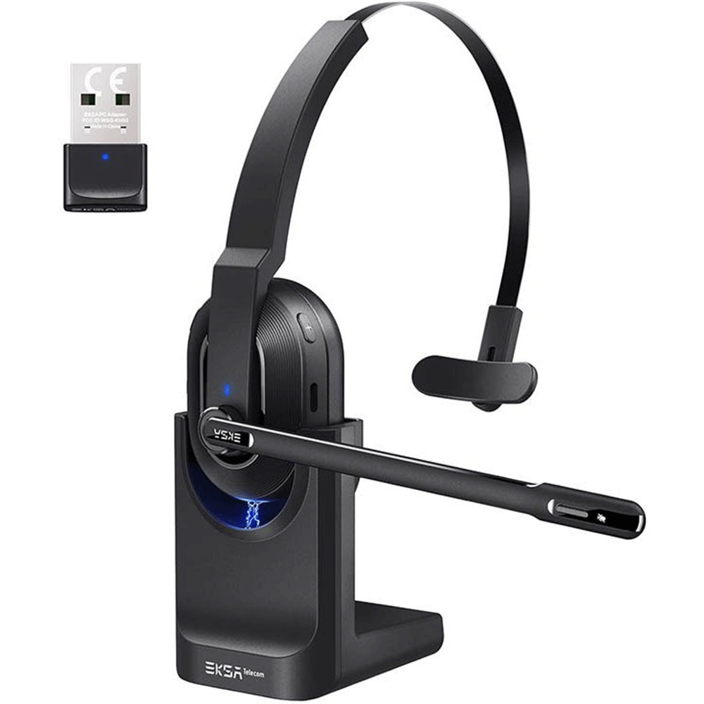 هدست بلوتوثی بی‌سیم با میکروفون هوشمند ENC و دانگل USB برند EKSA مدل H5