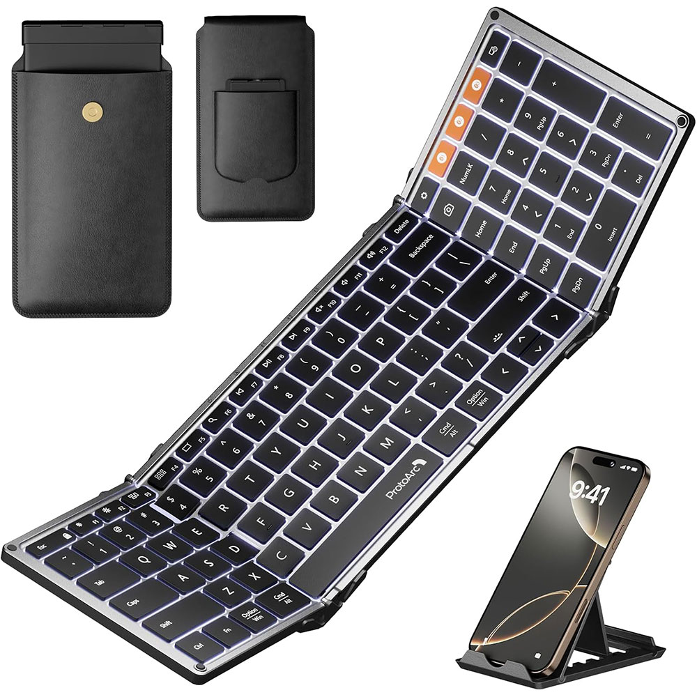 کیبورد تاشو بی‌سیم ProtoArc XK01 Plusفول‌سایز 105 کلید، بک‌لایت و Bluetooth 5.1
